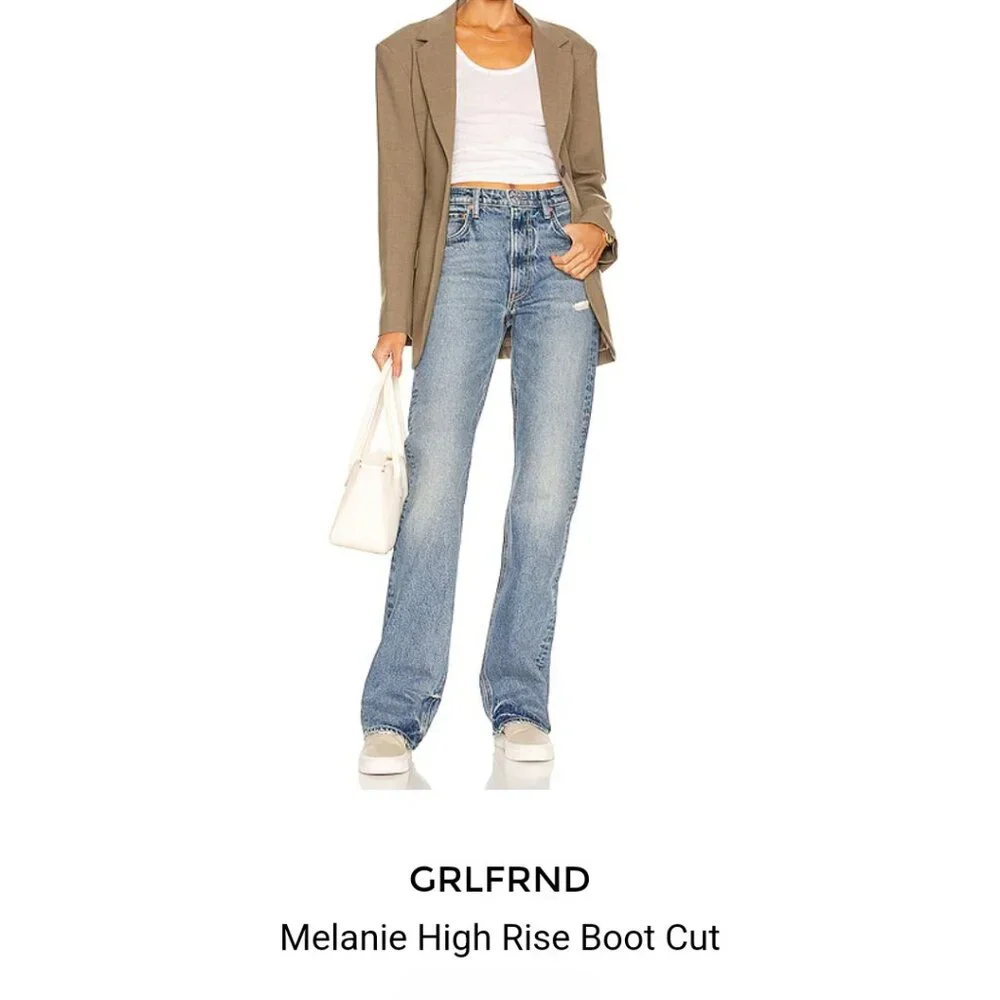 Grlfrnd The Melanie High Rise Boot Cut Cotton Denim Jeans 23 - Picture 1 of 12
